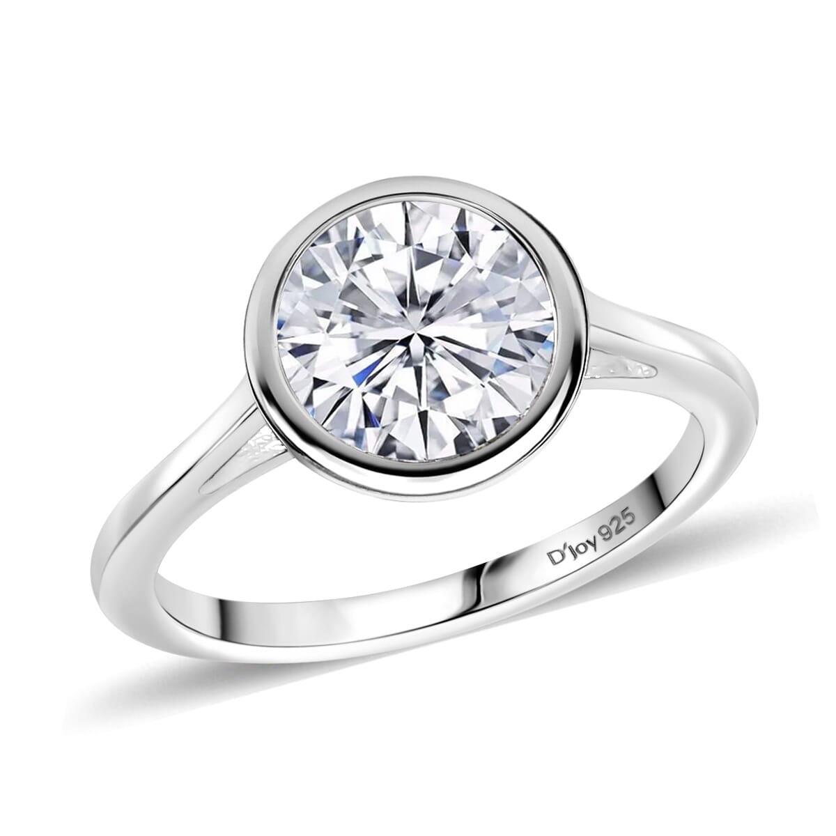 Simulated Diamond Solitaire Ring in Platinum Over Sterling Silver (Size 5.0) image number 0