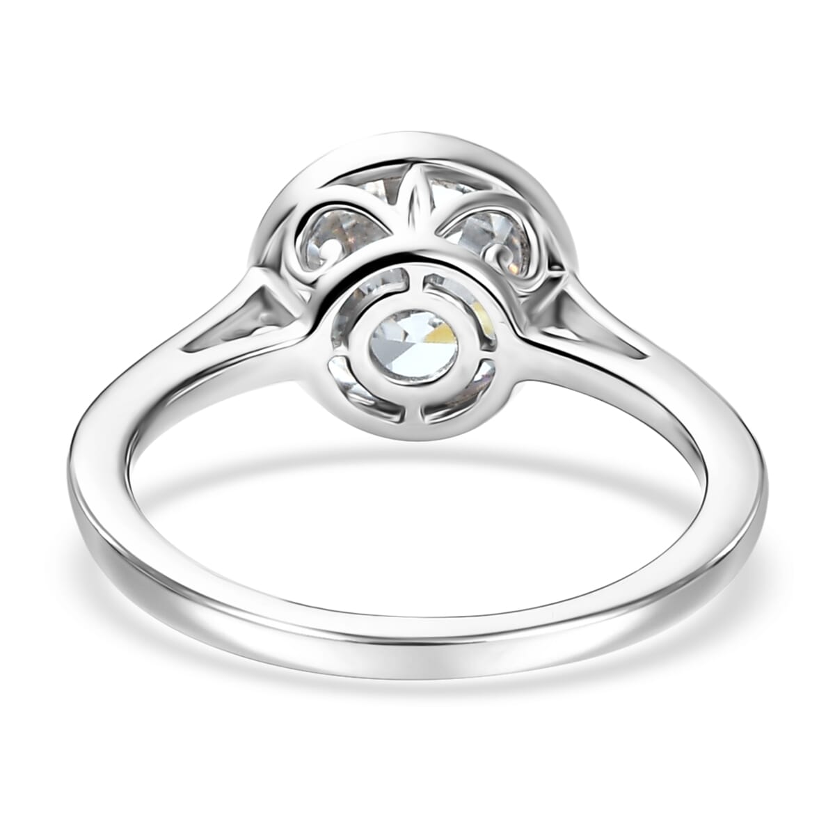 Simulated Diamond Solitaire Ring in Platinum Over Sterling Silver (Size 5.0) image number 4