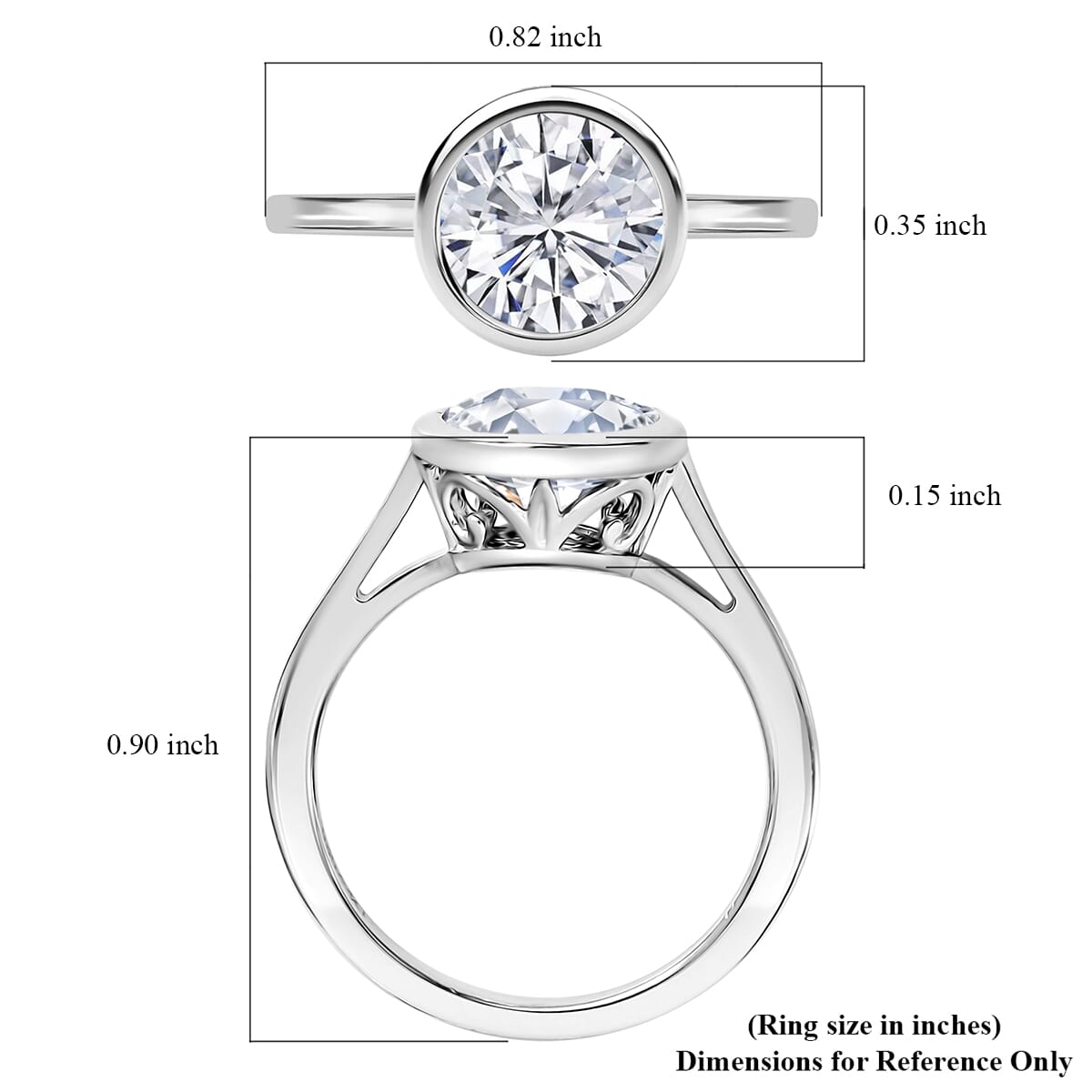 Simulated Diamond Solitaire Ring in Platinum Over Sterling Silver (Size 5.0) image number 5