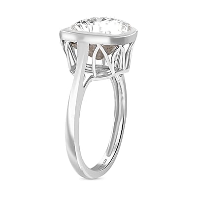 J Francis Embellished with Zirconia by Swarovski 5.00 ctw Ring in Platinum Over Sterling Silver (Size 6.75)