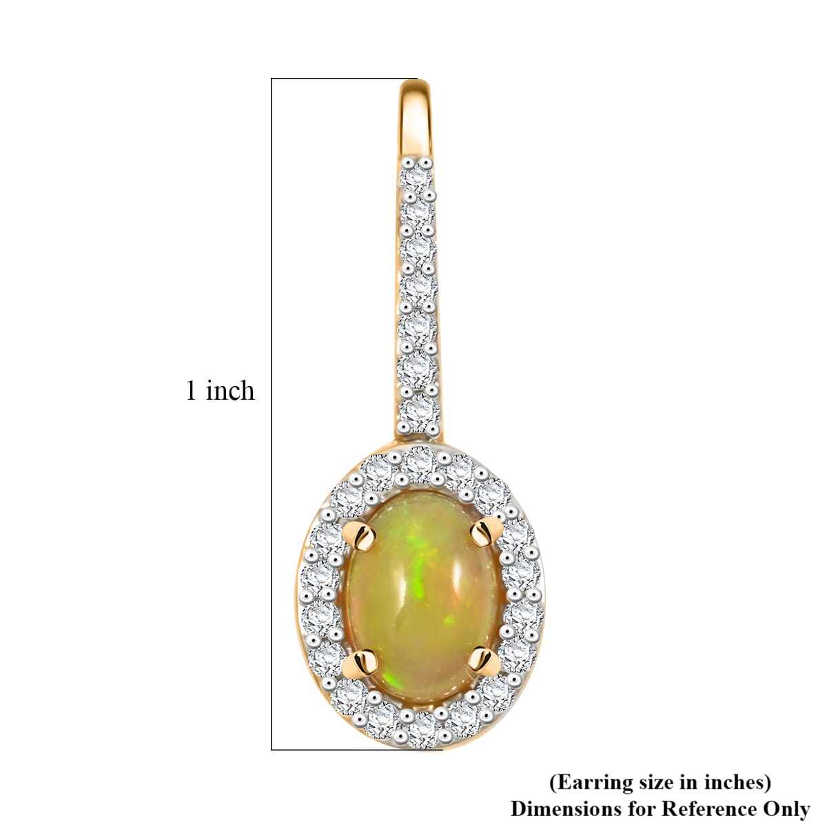 AAA Ethiopian Welo Opal and White Diamond SI 2.50 ctw Earrings in 14K Yellow Gold  image number 4