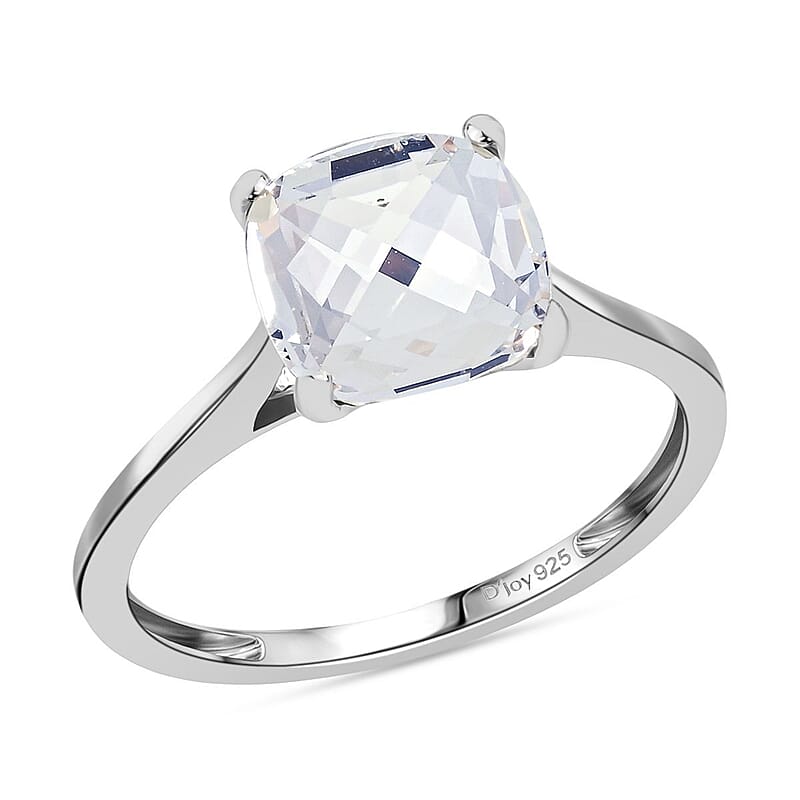 J Francis Embellished with Crystal by Swarovski Ring in Platinum Over Sterling Silver (Size 5.0)