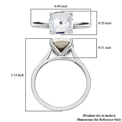 J Francis Embellished with Crystal by Swarovski Ring in Platinum Over Sterling Silver (Size 5.0)