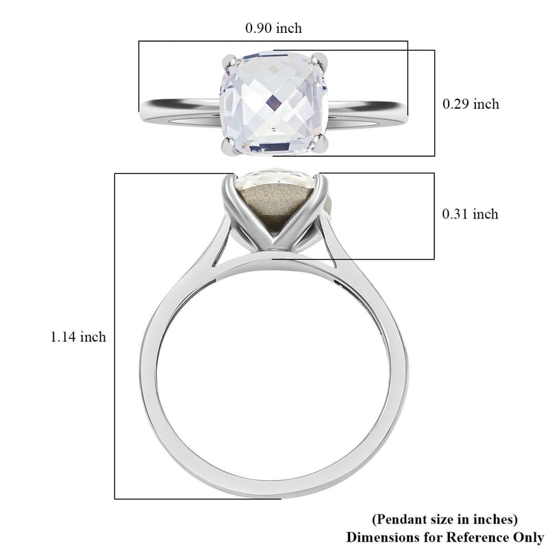 J Francis Embellished with Crystal by Swarovski Ring in Platinum Over Sterling Silver (Size 5.0)