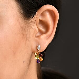 AAA Multi Gemstone 4.15 ctw Earrings in 14K Yellow Gold