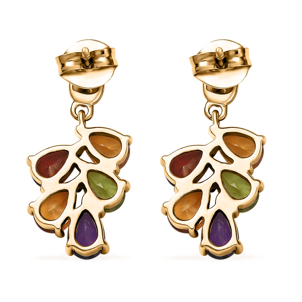 AAA Multi Gemstone 4.15 ctw Earrings in 14K Yellow Gold image number 4