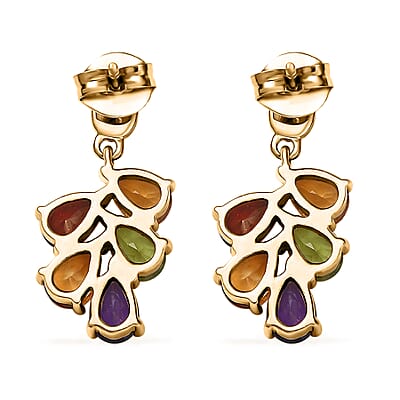 AAA Multi Gemstone 4.15 ctw Earrings in 14K Yellow Gold