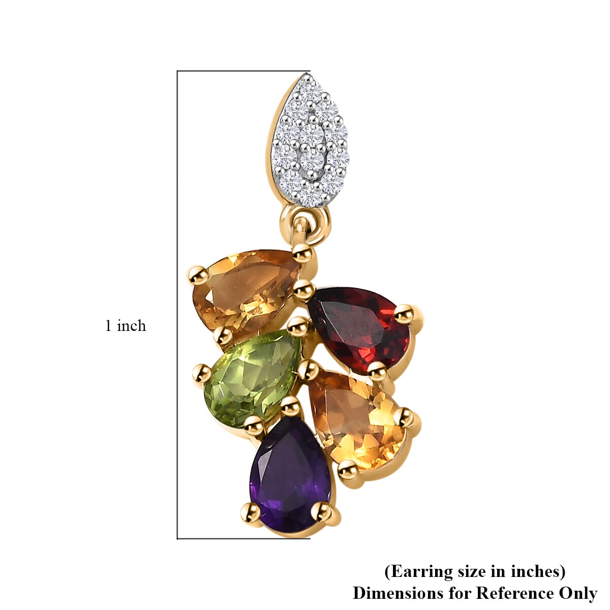 AAA Multi Gemstone 4.15 ctw Earrings in 14K Yellow Gold image number 5