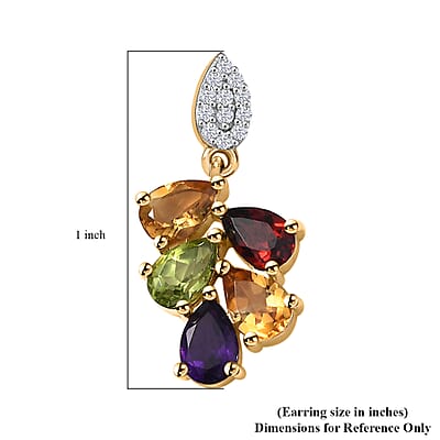 AAA Multi Gemstone 4.15 ctw Earrings in 14K Yellow Gold