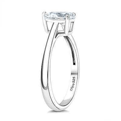 Simulated Diamond Ring in Platinum Over Sterling Silver (Size 6.75)
