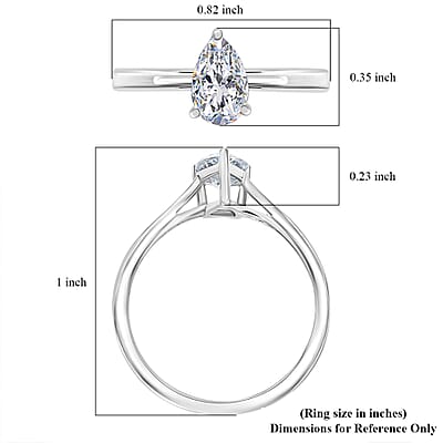 Simulated Diamond Ring in Platinum Over Sterling Silver (Size 6.75)