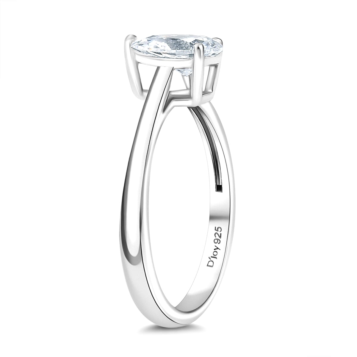 Simulated Diamond Ring in Platinum Over Sterling Silver (Size 7.0) image number 3