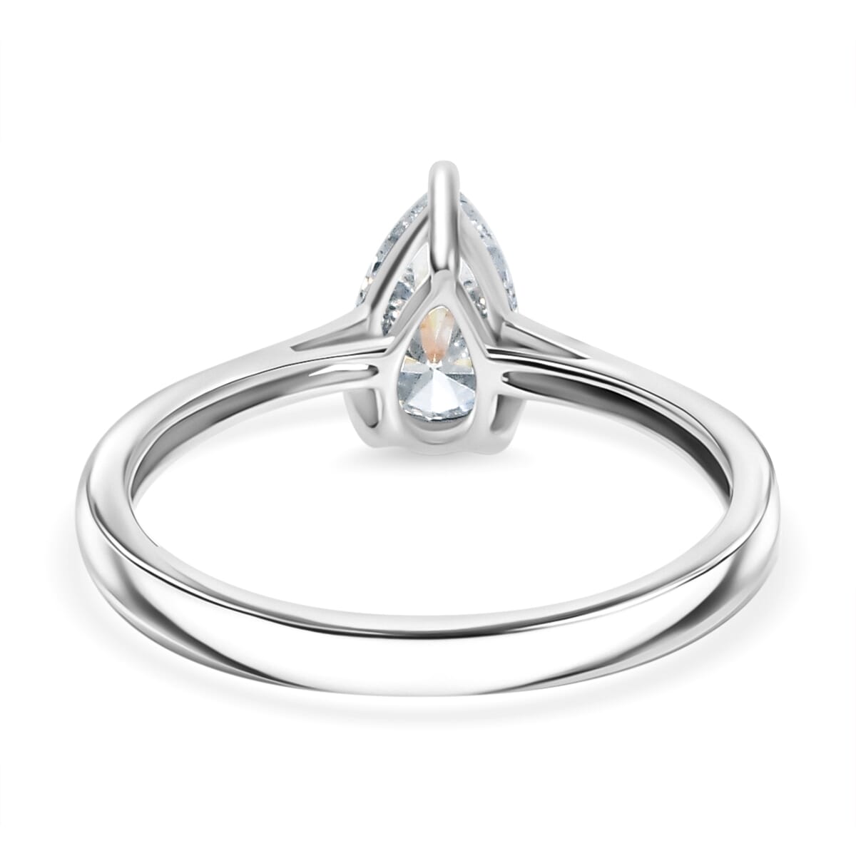 Simulated Diamond Ring in Platinum Over Sterling Silver (Size 7.0) image number 4