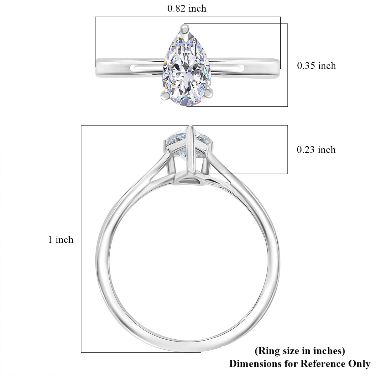 Simulated Diamond Ring in Platinum Over Sterling Silver (Size 7.0) image number 5