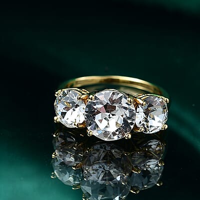 J Francis Embellished with Crystal by Swarovski Ring in Platinum Over Sterling Silver (Size 5.0)