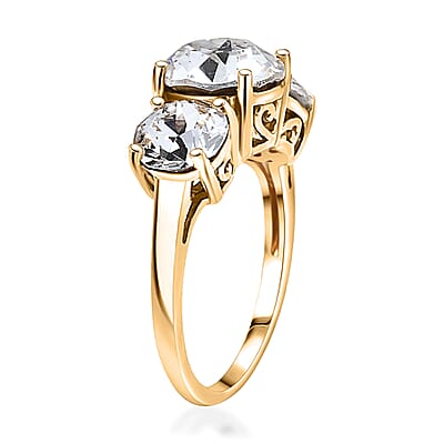 J Francis Embellished with Crystal by Swarovski Ring in Platinum Over Sterling Silver (Size 5.0)