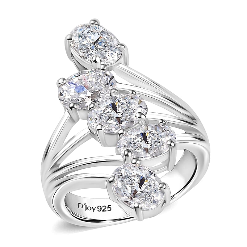 J Francis Embellished with Zirconia by Swarovski 3.75 ctw Ring in Platinum Over Sterling Silver (Size 5.5)