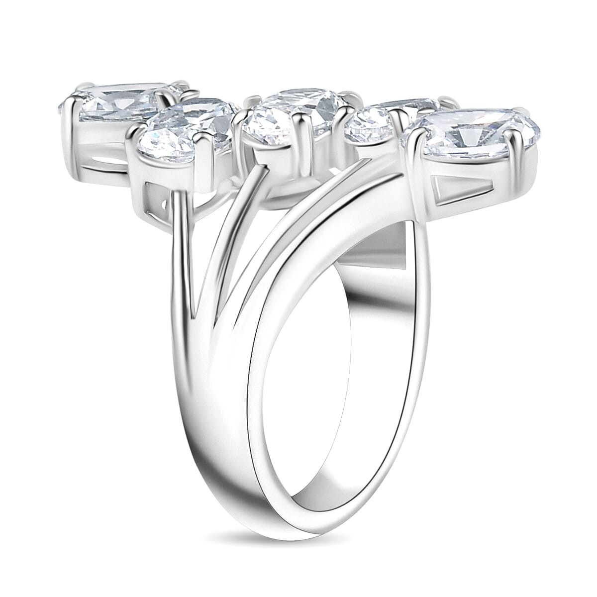 J Francis Embellished with Zirconia by Swarovski 3.75 ctw Ring in Platinum Over Sterling Silver (Size 5.5) image number 3
