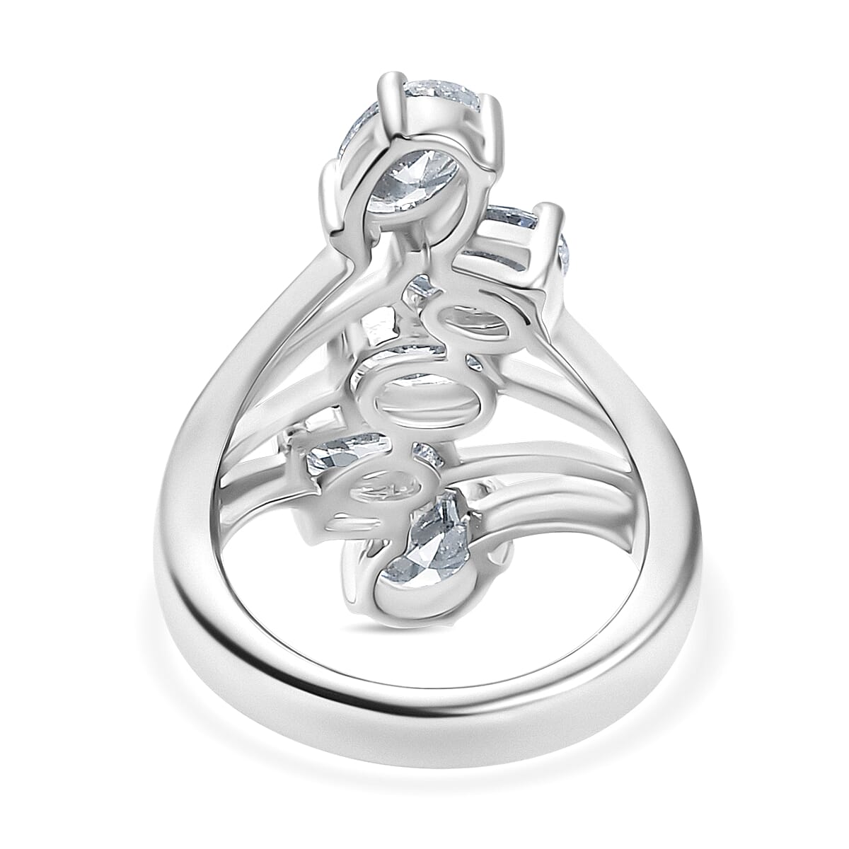 J Francis Embellished with Zirconia by Swarovski Ring in Platinum Over Sterling Silver (Size 5.5) 3.75 ctw