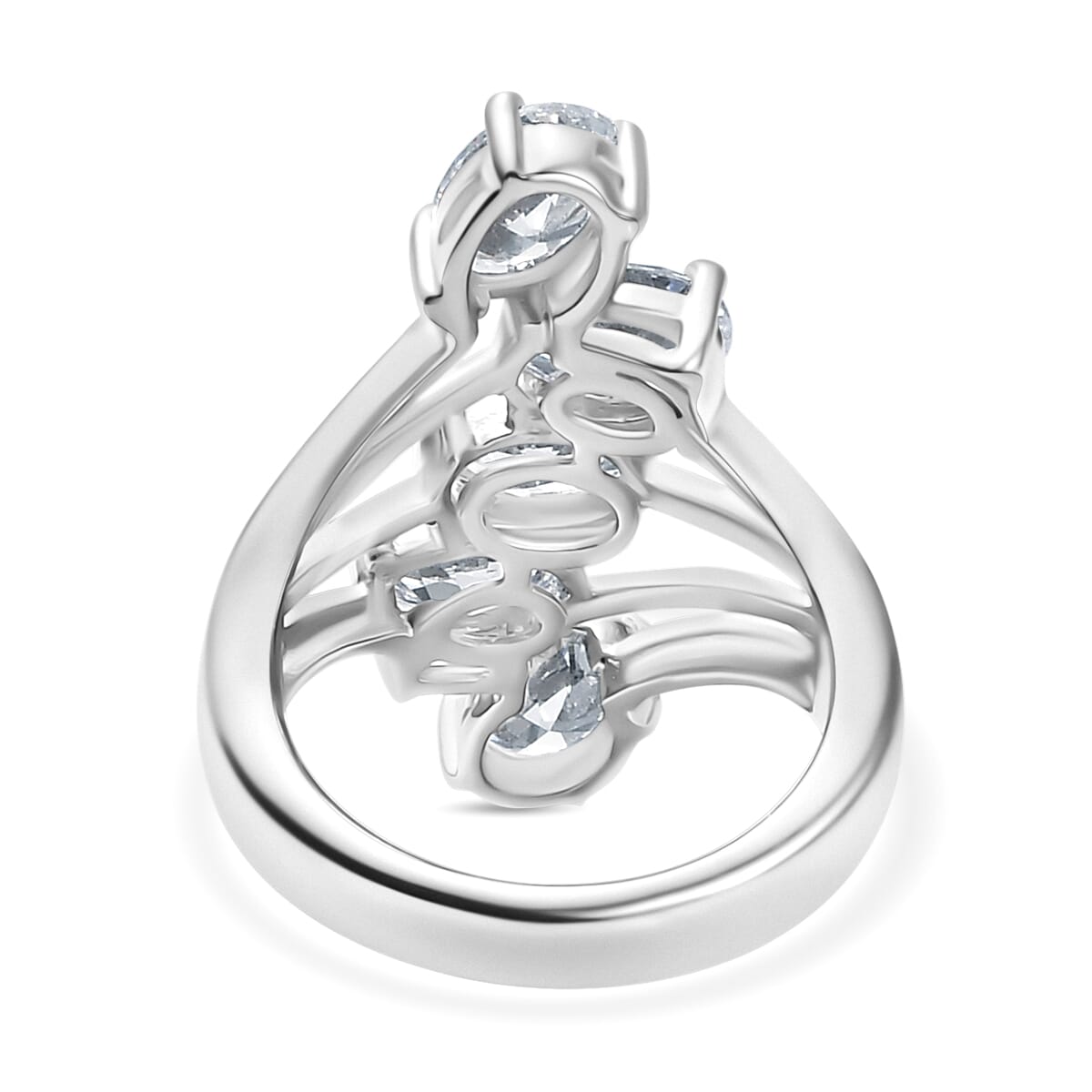 J Francis Embellished with Zirconia by Swarovski 3.75 ctw Ring in Platinum Over Sterling Silver (Size 5.5) image number 4