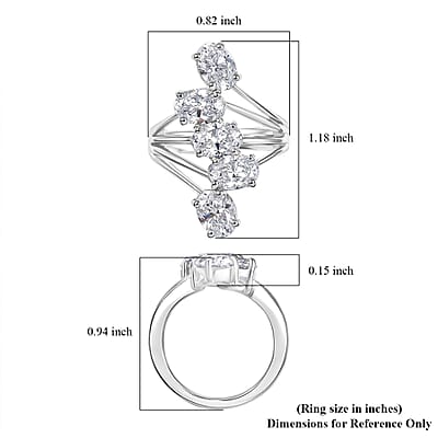 J Francis Embellished with Zirconia by Swarovski 3.75 ctw Ring in Platinum Over Sterling Silver (Size 5.5)