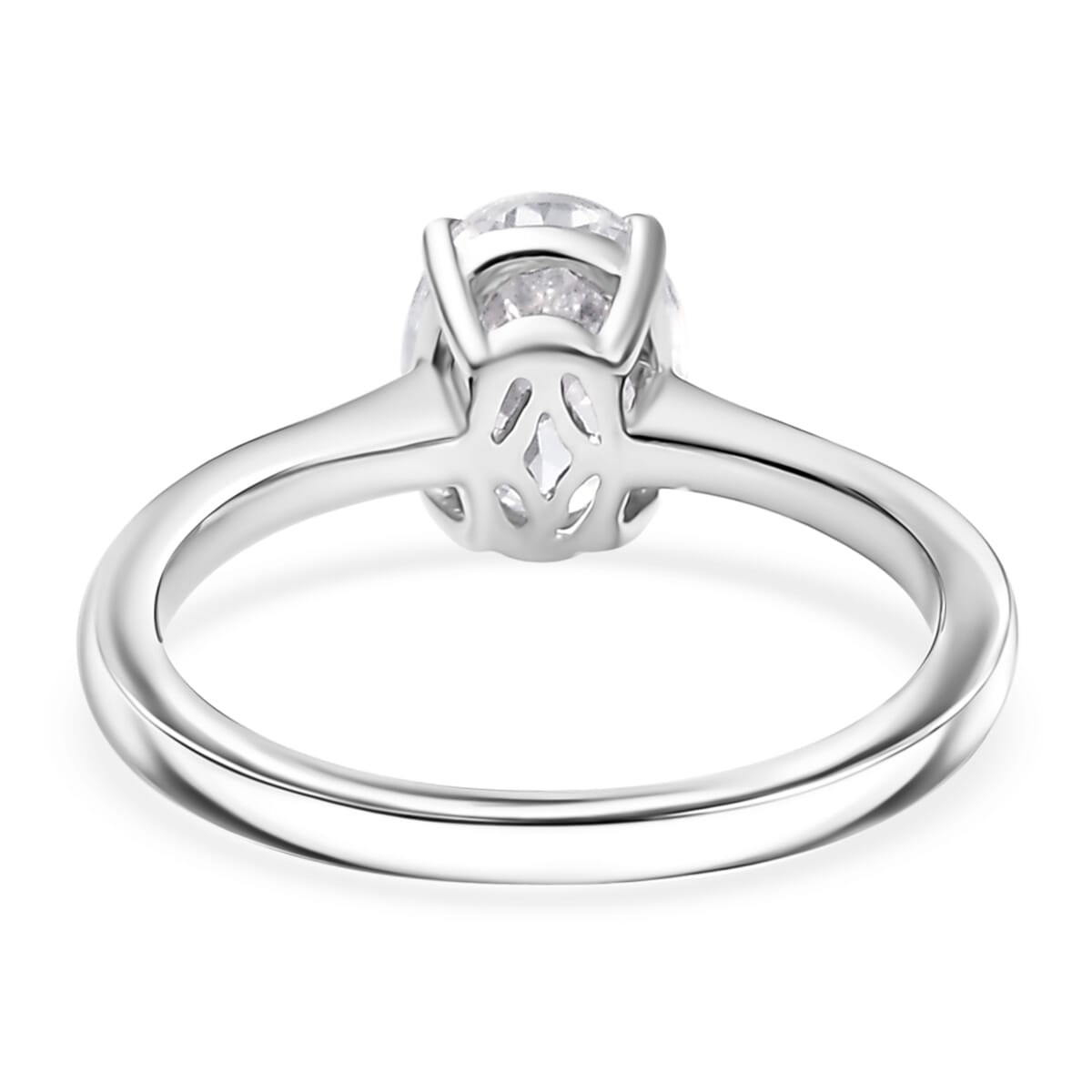 Simulated Diamond Solitaire Ring in Platinum Over Sterling Silver (Size 5.0) image number 4