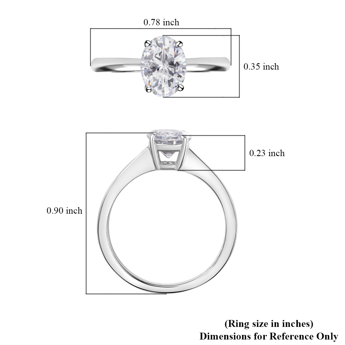 Simulated Diamond Solitaire Ring in Platinum Over Sterling Silver (Size 5.0) image number 5