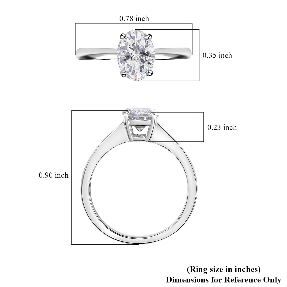 Simulated Diamond Solitaire Ring in Platinum Over Sterling Silver (Size 8.0) image number 5