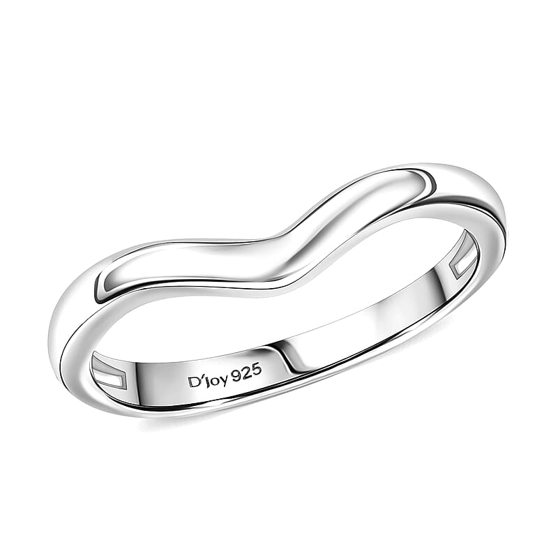 Chevron Ring in Platinum Over Sterling Silver (Size 5.0) 2 Grams