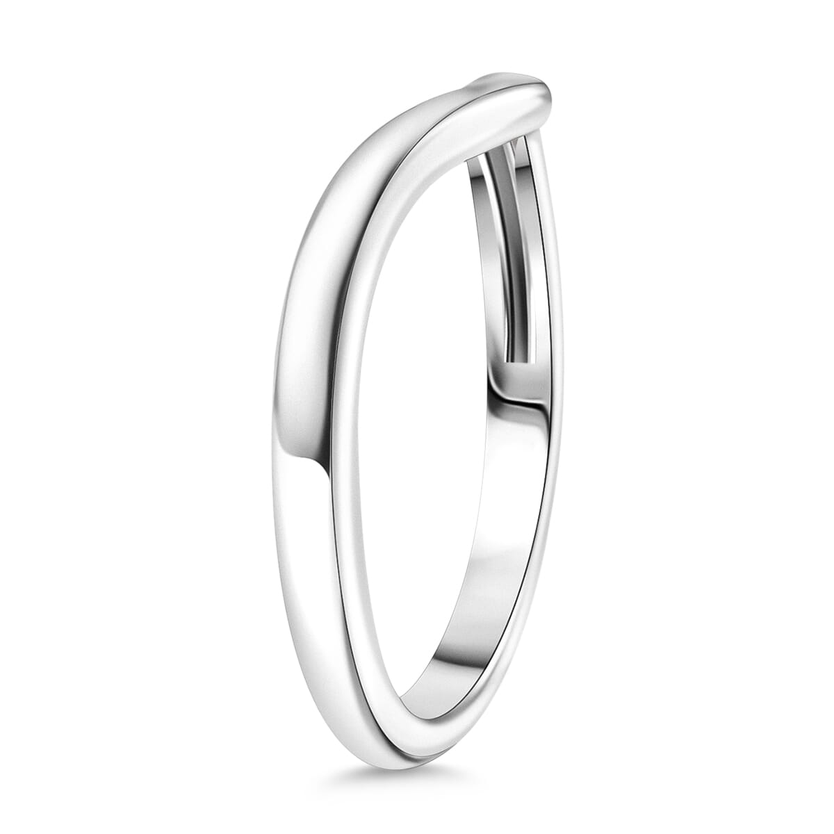 Chevron Ring in Platinum Over Sterling Silver (Size 5.0) 2 Grams image number 3