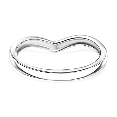 Chevron Ring in Platinum Over Sterling Silver (Size 5.0) 2 Grams