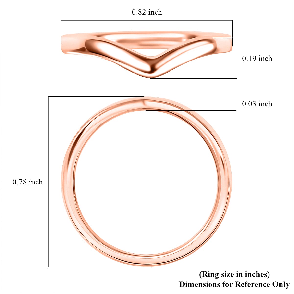 Chevron Ring in 18K Vermeil Rose Gold Over Sterling Silver (Size 5.0) 2 Grams