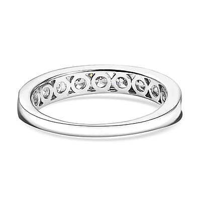 J Francis Embellished with Zirconia by Swarovski 1.00 ctw Half Eternity Ring in Platinum Over Sterling Silver (Size 5.0)