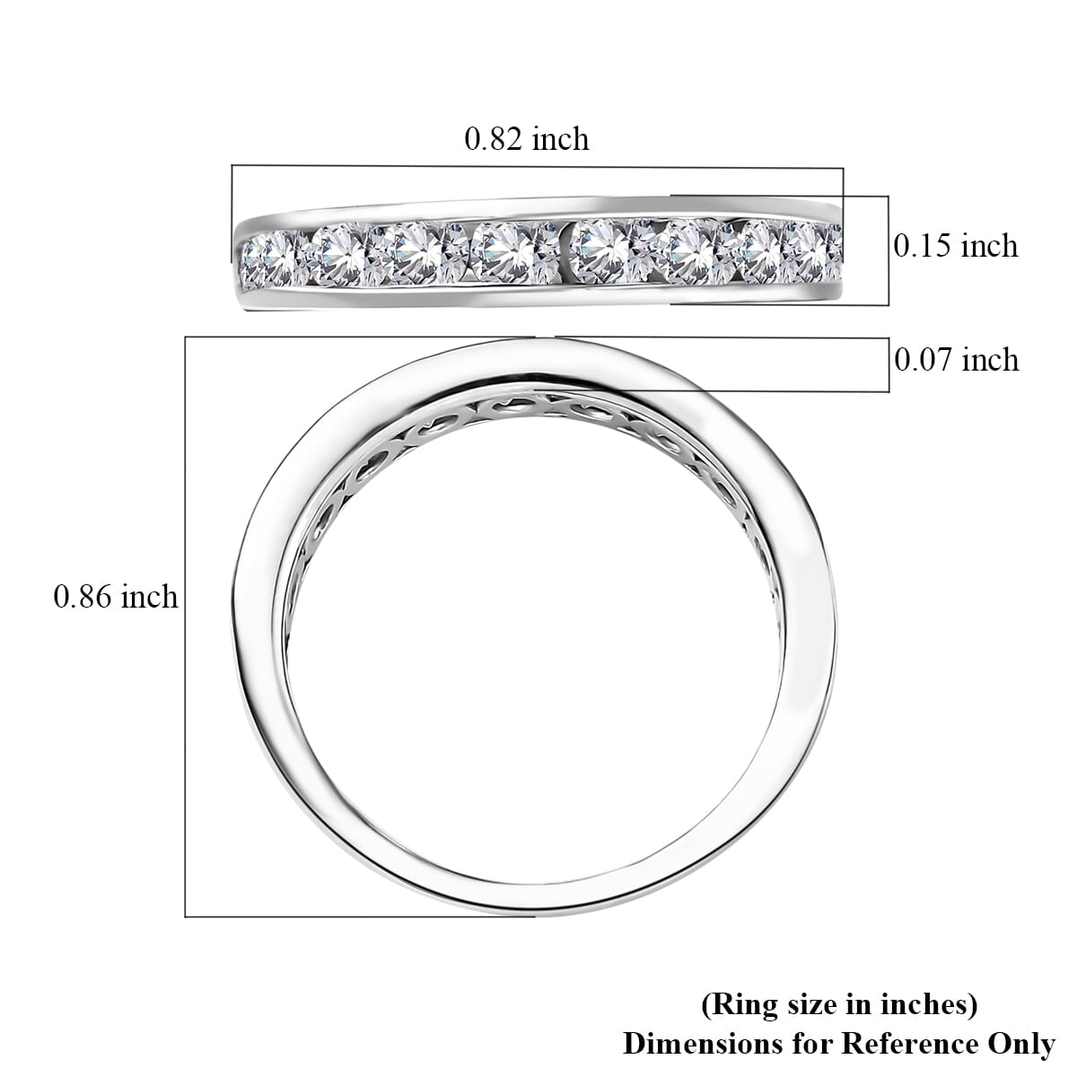 J Francis Embellished with Zirconia by Swarovski 1.00 ctw Half Eternity Ring in Platinum Over Sterling Silver (Size 5.0) image number 5
