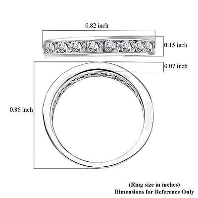 J Francis Embellished with Zirconia by Swarovski 1.00 ctw Half Eternity Ring in Platinum Over Sterling Silver (Size 5.0)