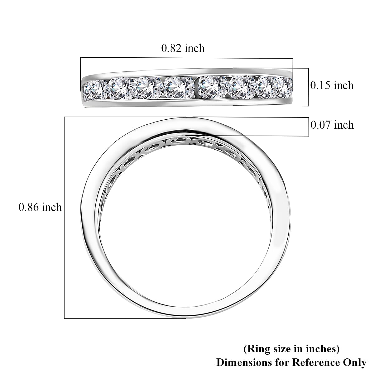 J Francis Embellished with Zirconia by Swarovski 1.00 ctw Half Eternity Ring in Platinum Over Sterling Silver (Size 5.0)