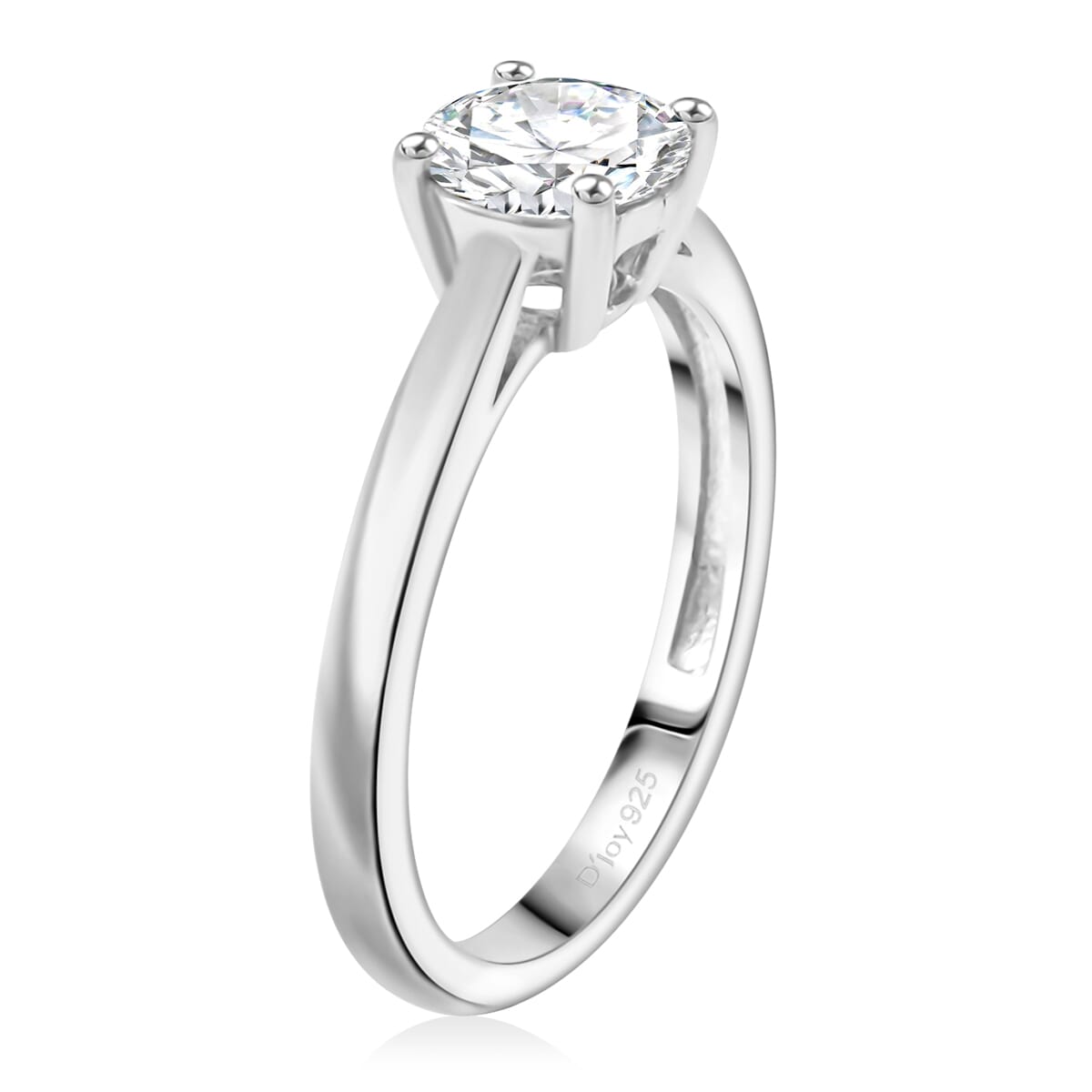 Simulated Diamond Ring in Platinum Over Sterling Silver (Size 5.0) image number 3
