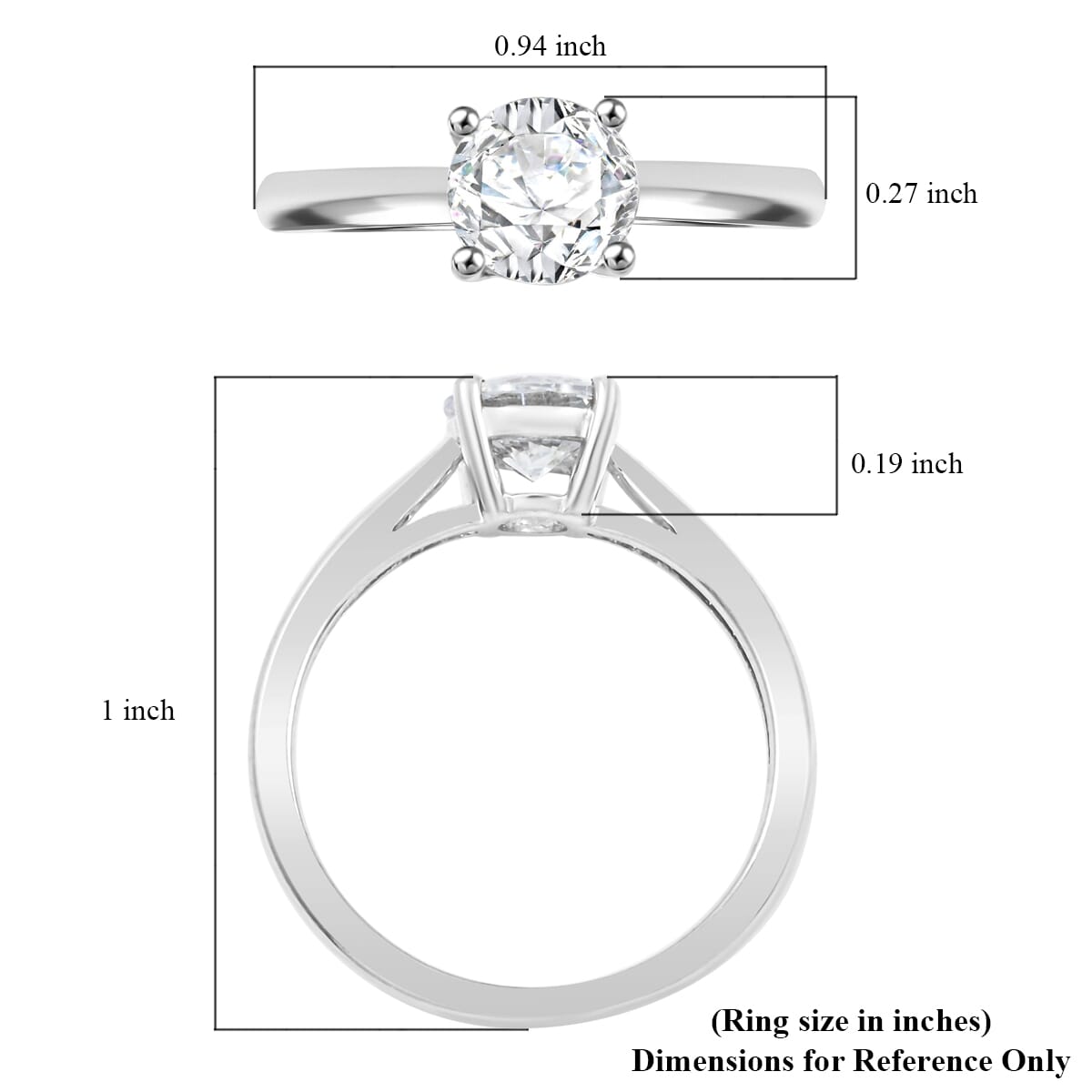 Simulated Diamond Ring in Platinum Over Sterling Silver (Size 5.0) image number 4