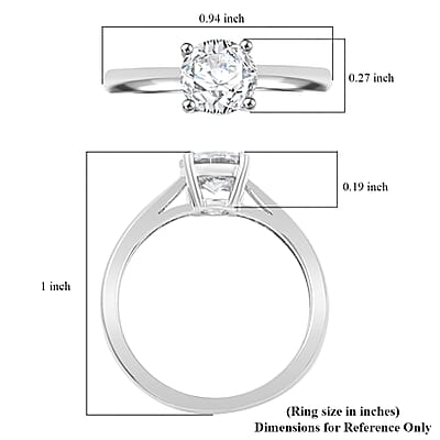 Simulated Diamond Ring in Platinum Over Sterling Silver (Size 5.0)