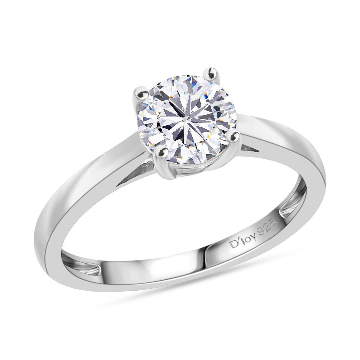 Simulated Diamond Ring in Platinum Over Sterling Silver (Size 5.25) image number 0