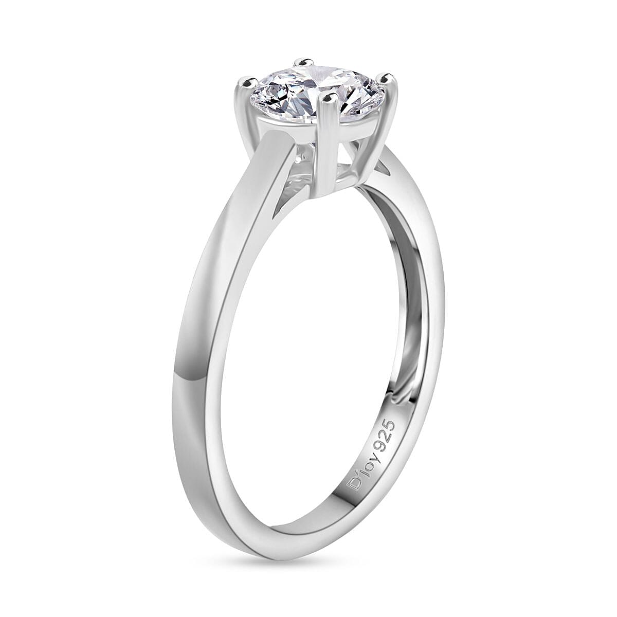 Simulated Diamond Ring in Platinum Over Sterling Silver (Size 7.0) image number 2