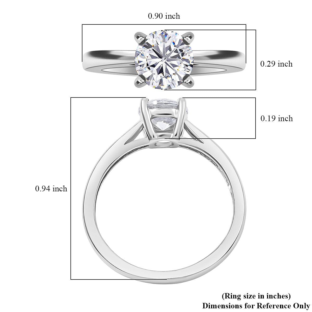 Simulated Diamond Ring in Platinum Over Sterling Silver (Size 7.0) image number 3