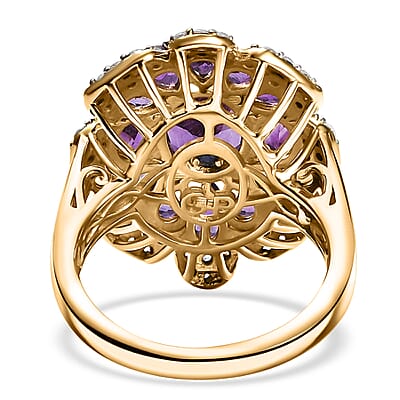 GP Italian Garden Collection African Amethyst and Multi Gemstone 4.90 ctw Ring in 18K Vermeil Yellow Gold Over Sterling Silver (Size 10.0)