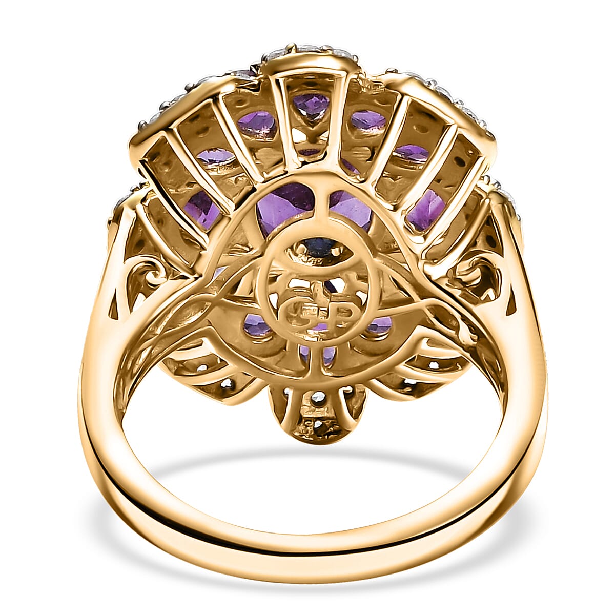 GP Italian Garden Collection African Amethyst and Multi Gemstone 4.90 ctw Ring in 18K Vermeil Yellow Gold Over Sterling Silver (Size 9.0) image number 4