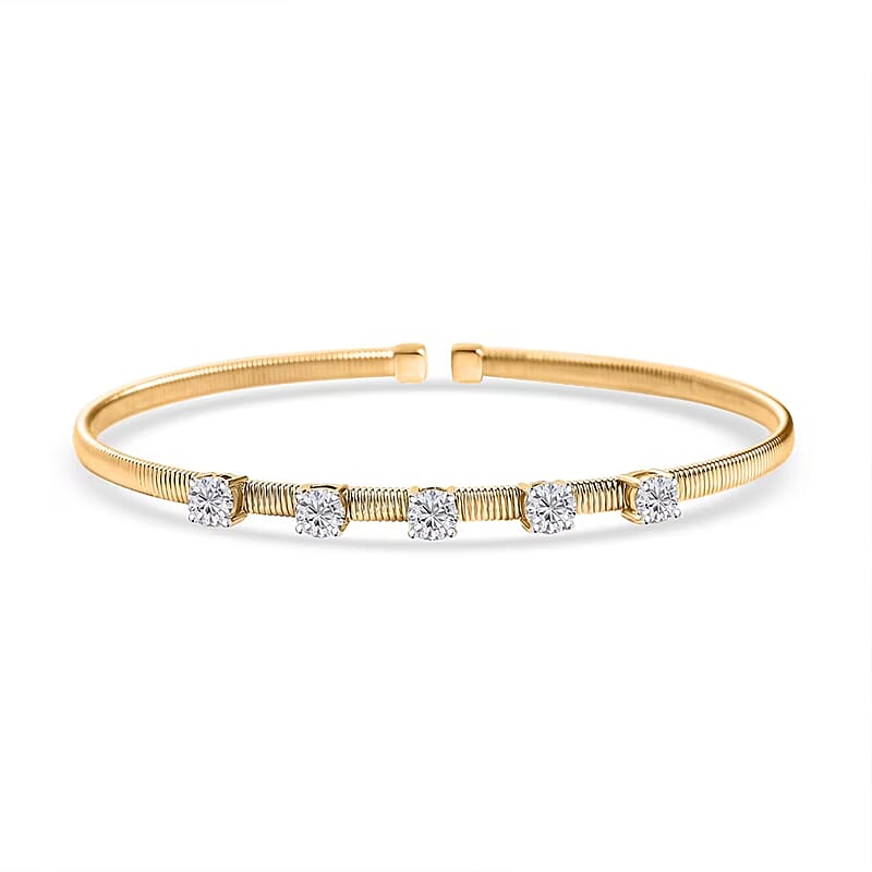 Luxuriant Lab Grown Diamond E-F VS 1.50 ctw Cuff Bracelet in 10K Yellow Gold (7.25 In)