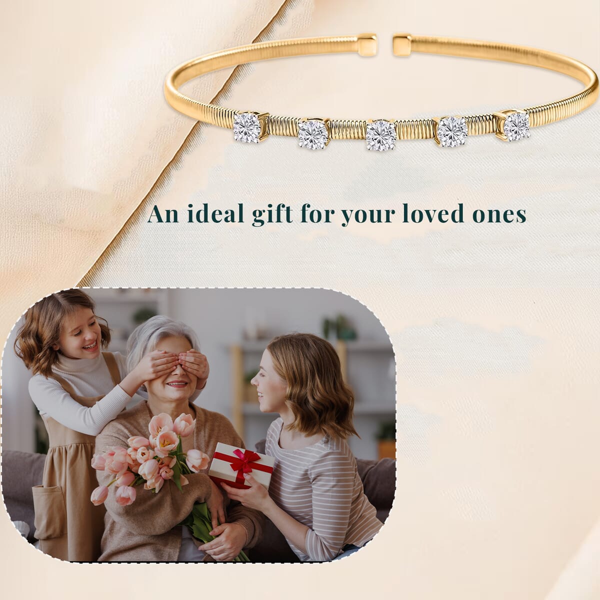 Luxuriant Lab Grown Diamond E-F VS 1.50 ctw Cuff Bracelet in 10K Yellow Gold (7.25 In) image number 2