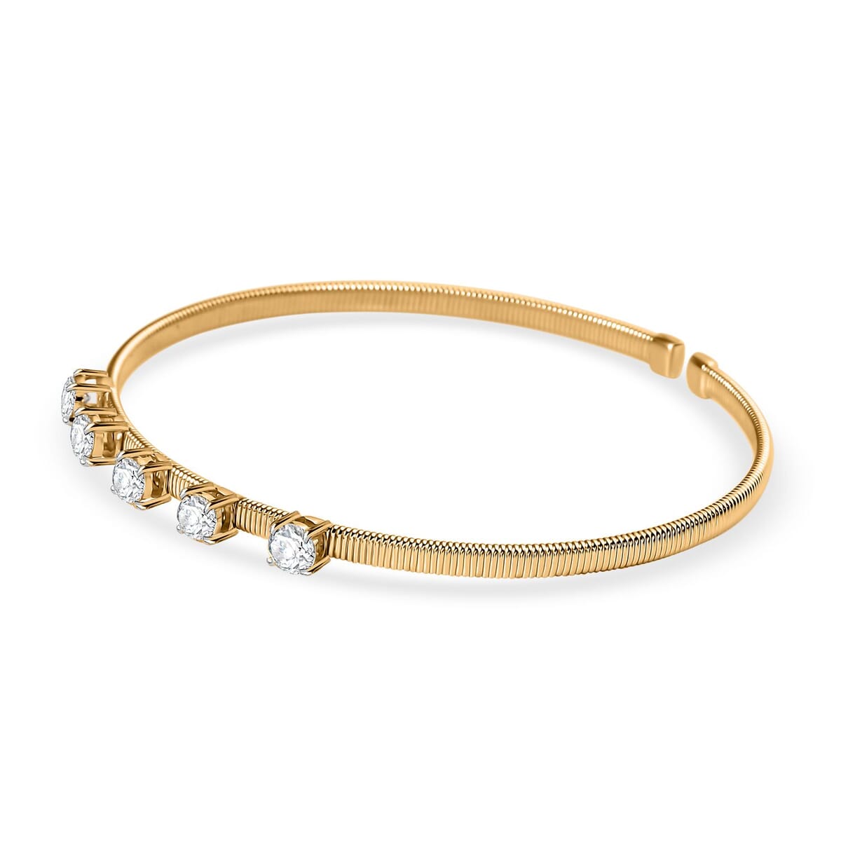 Luxuriant Lab Grown Diamond E-F VS 1.50 ctw Cuff Bracelet in 10K Yellow Gold (7.25 In) image number 3