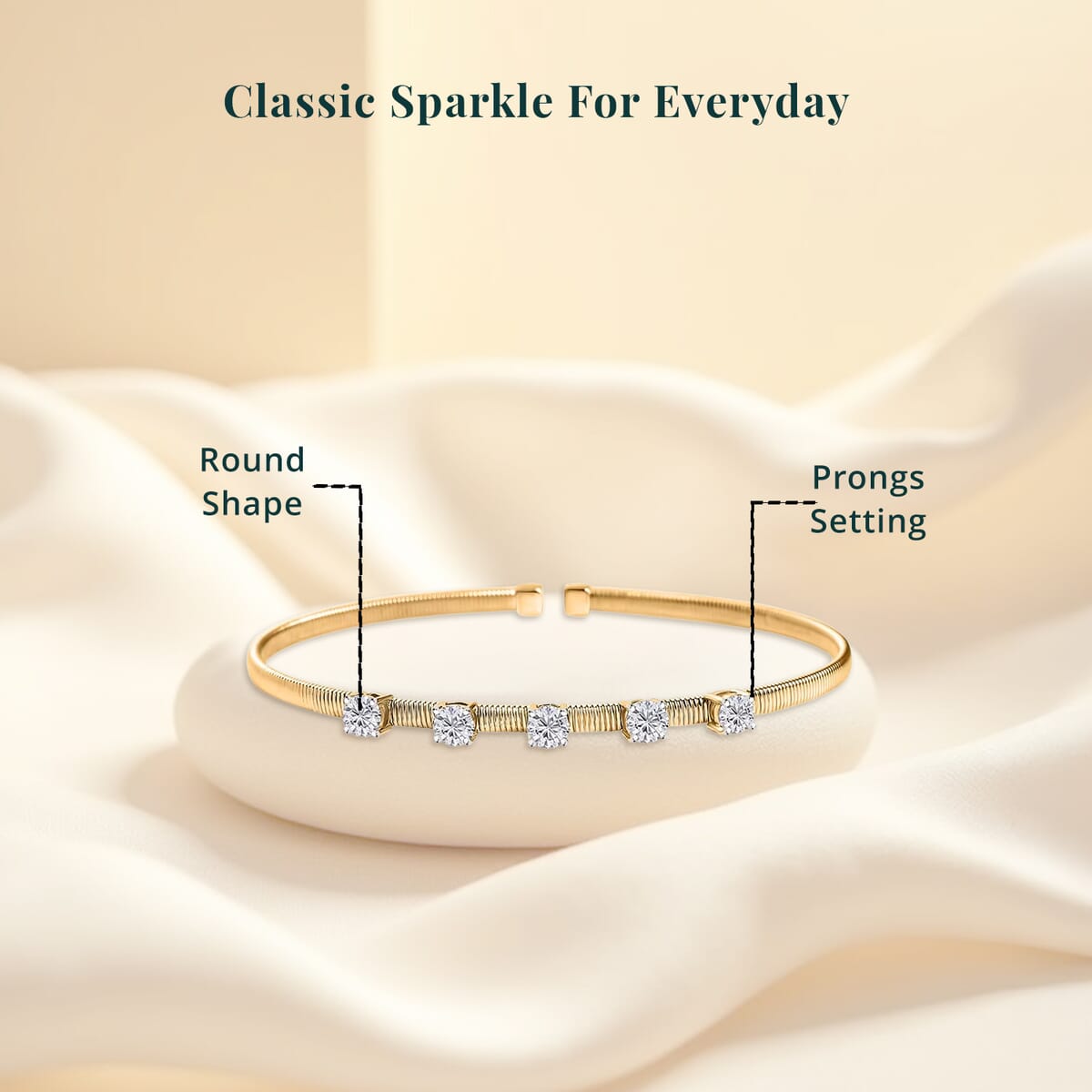 Luxuriant Lab Grown Diamond E-F VS 1.50 ctw Cuff Bracelet in 10K Yellow Gold (7.25 In) image number 5
