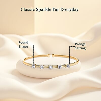 Luxuriant Lab Grown Diamond E-F VS 1.50 ctw Cuff Bracelet in 10K Yellow Gold (7.25 In)