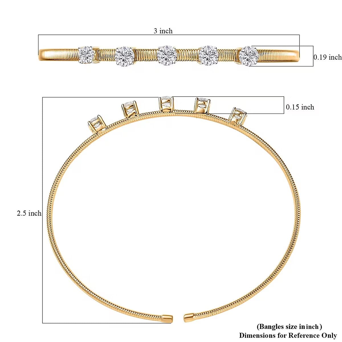 Luxuriant Lab Grown Diamond E-F VS 1.50 ctw Cuff Bracelet in 10K Yellow Gold (7.25 In) image number 6